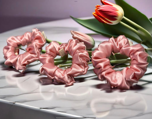 Scrunchies Candy Pink Satin Silk