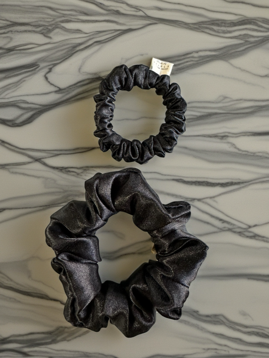 Scrunchies Spirit Black Satin Silk