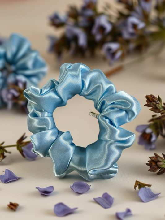 Scrunchies Light Blue Satin Silk