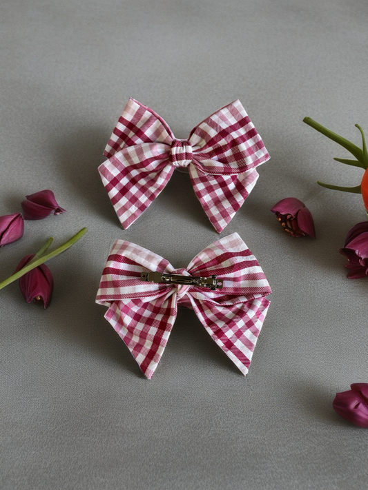 Hair Clips Ribbon Keepsake Calico Pink