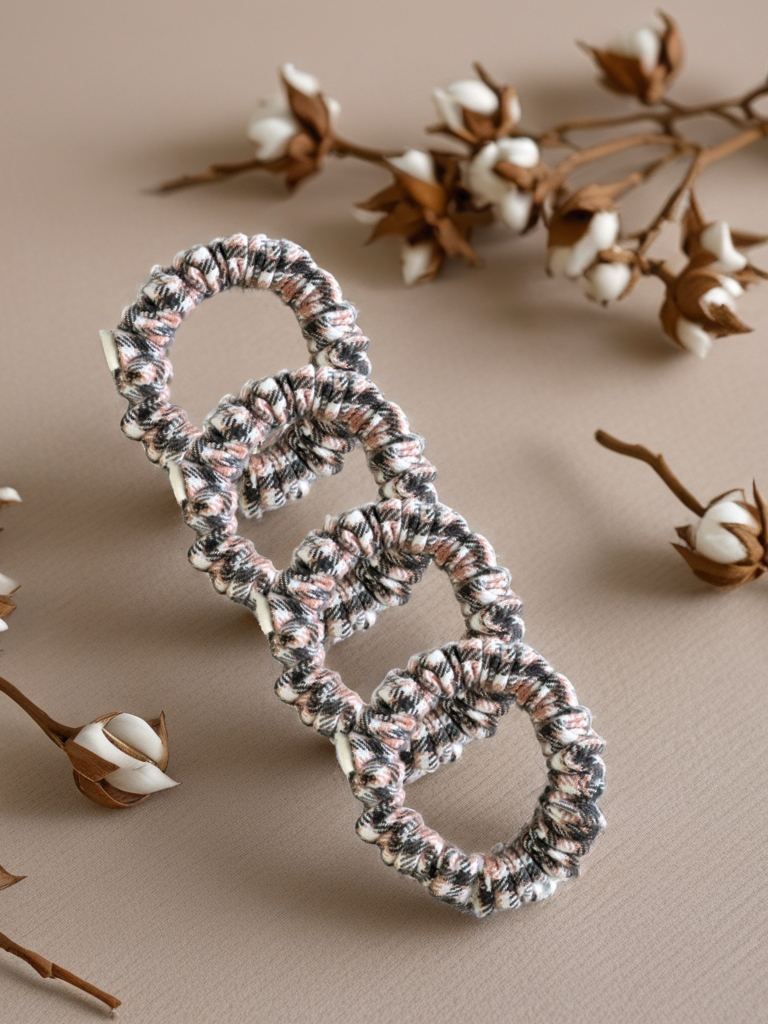 Scrunchies Blush Grey Plaid